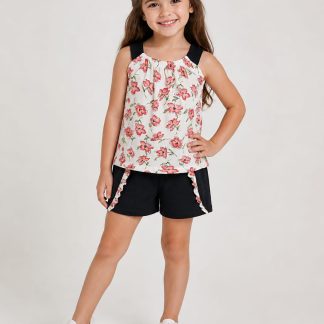 Conjunto com top florido
